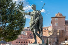 Bronze monumental statue of the first emperor Caesar Augustus in the center of Rome, Italy stock photos Bronze monumental statue of the first emperor Caesar Augustus in the center of Rome, Italy stock photos