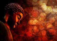 Bronze Red Zen Buddha Statue Meditating stock photos Bronze Red Zen Buddha Statue Meditating stock photos