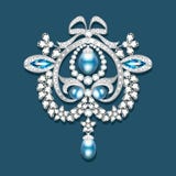 brooch with pearls and precious stones. Filigree v vector illustration brooch with pearls and precious stones. Filigree v vector illustration