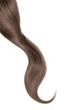 Brown hair, isolated on white background. Long wavy ponytail