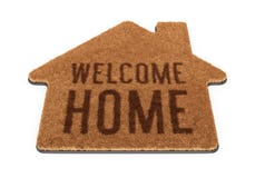 Brown house shape welcome mat