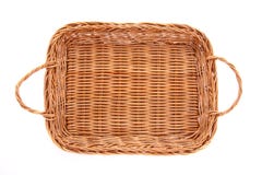 Brown wicker basket, top view stock photos Brown wicker basket, top view stock photos