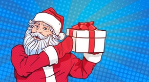 Bruit Art Comic Background Merry Christmas de Santa Claus Hold Gift Box Over et conception d'affiche de bonne année Illustration Libre de Droits Bruit Art Comic Background Merry Christmas de Santa Claus Hold Gift Box Over et conception d'affiche de bonne année Illustration Libre de Droits