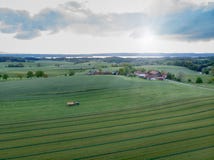 Brummen geschossen vom landwirtschaftlichen Feld im Sonnenuntergang - Bayern - Deutschland lizenzfreie stockfotografie Brummen geschossen vom landwirtschaftlichen Feld im Sonnenuntergang - Bayern - Deutschland lizenzfreie stockfotografie