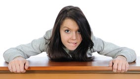 Brunette bites lip. Royalty Free Stock Photo Brunette bites lip. Royalty Free Stock Photo