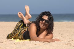 Brunette On The Beach Royalty Free Stock Images Brunette On The Beach Royalty Free Stock Images