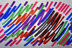 Brush stroke drawing, copic markers art , bright colorful