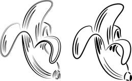 Line art skin peeled banana fruit drawing. Stock Photography Line art skin peeled banana fruit drawing. Stock Photography