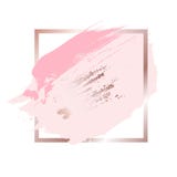 Brush Strokes In Rose Gold Pink Tones And Golden Frame Background. Vector Illustration Royalty Free Stock Image