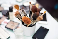 Brushes for make-up top view royalty free stock image Brushes for make-up top view royalty free stock image