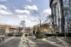 Brussels, Belgium - April 10, 2018: CityTree pollution removal living wall moss filter device installed at the European Parliament Royalty Free Stock Images Brussels, Belgium - April 10, 2018: CityTree pollution removal living wall moss filter device installed at the European Parliament Royalty Free Stock Images