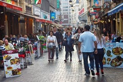 BRUSSELS, BELGIUM - SEPTEMBER 06, 2014: Walking tourists in the historic center of Brussels. royalty free stock image BRUSSELS, BELGIUM - SEPTEMBER 06, 2014: Walking tourists in the historic center of Brussels. royalty free stock image