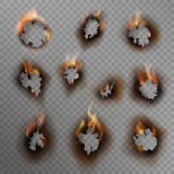 Brända hål Det brände pappershålet, brände den bruna kanten med flamman Brand i det spruckna smutsiga hålet, realistisk vek royaltyfri illustrationer Brända hål Det brände pappershålet, brände den bruna kanten med flamman Brand i det spruckna smutsiga hålet, realistisk vek royaltyfri illustrationer