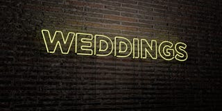 BRÖLLOP - realistiskt neontecken på bakgrund för tegelstenvägg - 3D framförd fri materielbild för royalty stock illustrationer BRÖLLOP - realistiskt neontecken på bakgrund för tegelstenvägg - 3D framförd fri materielbild för royalty stock illustrationer
