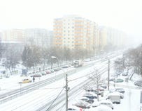 Bucharest Orange And Yellow Code Snow And Blizzard Stock Photography