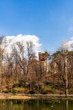 Bucharest, Romania - 2019. Vlad Tepes castle from Bucharest Carol Park royalty free stock image Bucharest, Romania - 2019. Vlad Tepes castle from Bucharest Carol Park royalty free stock image
