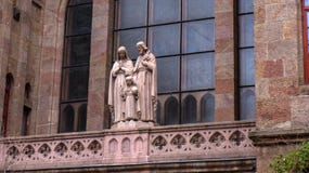 Budapest Hungary 03 15 2019 church detail with statues royalty free stock photo Budapest Hungary 03 15 2019 church detail with statues royalty free stock photo
