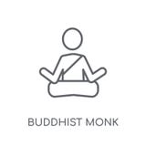 Buddhist monk linear icon. Modern outline Buddhist monk logo con stock illustration Buddhist monk linear icon. Modern outline Buddhist monk logo con stock illustration