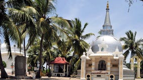Buddhist Stupa Under Palm Trees, Sri Lanka Royalty Free Stock Photo Buddhist Stupa Under Palm Trees, Sri Lanka Royalty Free Stock Photo