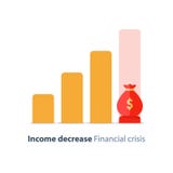Budget deficit, income decrease, economy decline, financial crisis, investment risk vector illustration Budget deficit, income decrease, economy decline, financial crisis, investment risk vector illustration