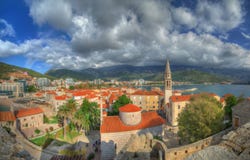 Budva, Adriatische overzees, Montenegro - panorama van vesting Budva royalty-vrije stock foto Budva, Adriatische overzees, Montenegro - panorama van vesting Budva royalty-vrije stock foto