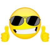 Buen emoji de la idea Los pulgares suben la emoción Individuo fresco con el emoticon de las gafas de sol Icono de la sonrisa del libre illustration Buen emoji de la idea Los pulgares suben la emoción Individuo fresco con el emoticon de las gafas de sol Icono de la sonrisa del libre illustration