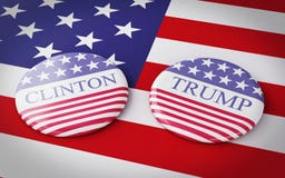 Buenos Aires, Argentina - 12 MAY, 2016: 3d Illustration of presidential campaign pins of Hillary Clinton and Donald Trump. stock illustration Buenos Aires, Argentina - 12 MAY, 2016: 3d Illustration of presidential campaign pins of Hillary Clinton and Donald Trump. stock illustration