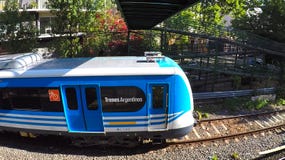 Buenos Aires Electric Train Leaving the Station stock image Buenos Aires Electric Train Leaving the Station stock image