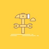 Build, engineering, hammer, repair, service Flat Line Filled Icon. Beautiful Logo button over yellow background for UI and UX, royalty free illustration Build, engineering, hammer, repair, service Flat Line Filled Icon. Beautiful Logo button over yellow background for UI and UX, royalty free illustration