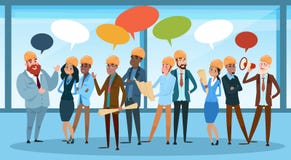 Builder Team Architect Mix Race Workers Chat Communication Bubble Talking Discussing Social Network Royalty Free Stock Photo Builder Team Architect Mix Race Workers Chat Communication Bubble Talking Discussing Social Network Royalty Free Stock Photo