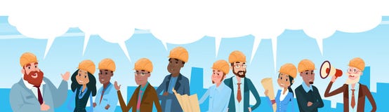 Builder Team Architect Mix Race Workers Chat Communication Bubble Talking Royalty Free Stock Photos Builder Team Architect Mix Race Workers Chat Communication Bubble Talking Royalty Free Stock Photos