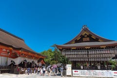 Building of a dance stage with hundreds of lanterns at Yasaka or Gion Shrine stock images Building of a dance stage with hundreds of lanterns at Yasaka or Gion Shrine stock images