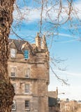 A building on Grassmarket Street, Edinburgh Scotland lit by winter stock photo A building on Grassmarket Street, Edinburgh Scotland lit by winter stock photo