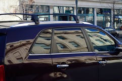 Building reflection in car windows royalty free stock photography Building reflection in car windows royalty free stock photography