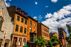 Buildings on Cathedral Street in Baltimore, Maryland. stock image Buildings on Cathedral Street in Baltimore, Maryland. stock image