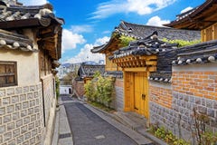 Bukchon Hanok Historyczny okręg przy Seul fotografia stock Bukchon Hanok Historyczny okręg przy Seul fotografia stock