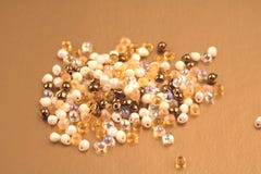 Bunch of beads of golden bright shades. stock photo Bunch of beads of golden bright shades. stock photo