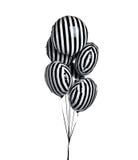 Bunch of big black and white stripes candy balloons object for birthday party isolated on a white