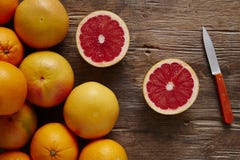 Bunch of organic citrus fruit one sliced royalty free stock photography Bunch of organic citrus fruit one sliced royalty free stock photography