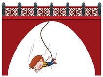 Bungeebanhoppning på den kinesiska väggen vektor illustrationer Bungeebanhoppning på den kinesiska väggen vektor illustrationer