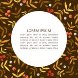 Bunter Hintergrund mit Beeren, Blättern und Platz für Text stock abbildung Bunter Hintergrund mit Beeren, Blättern und Platz für Text stock abbildung