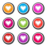 Bunter Satz Knöpfe mit Herzen für Valentinstag Auch im corel abgehobenen Betrag stock abbildung Bunter Satz Knöpfe mit Herzen für Valentinstag Auch im corel abgehobenen Betrag stock abbildung