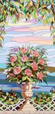 Buntglasfenster - ein Blumenstrauß von Rosen in einem Vase lizenzfreie abbildung Buntglasfenster - ein Blumenstrauß von Rosen in einem Vase lizenzfreie abbildung