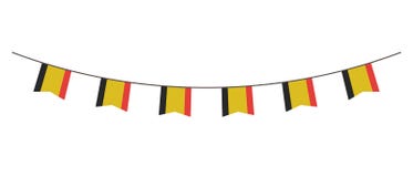 Buntinggarnering i färger av den Belgien flaggan Girland standerter på ett rep för partiet, karneval, festival, beröm För medborg royaltyfri illustrationer Buntinggarnering i färger av den Belgien flaggan Girland standerter på ett rep för partiet, karneval, festival, beröm För medborg royaltyfri illustrationer