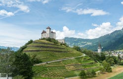 Burg Gutenberg Castle on top of a green hill in Burg Gutenberg in Liechtenstein