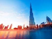Burj Khalifa Dubais gränsmärke arkivfoton Burj Khalifa Dubais gränsmärke arkivfoton