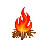 Burning bonfire with wood, camping fire vector Illustration on a white background Stock Photos Burning bonfire with wood, camping fire vector Illustration on a white background Stock Photos