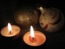 Burning Candles On Christmas Eve Royalty Free Stock Images