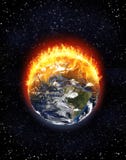 Burning Earth Globe North And South America, Climate Change Concept Stock Photography