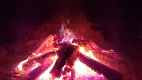 Burning fireplace